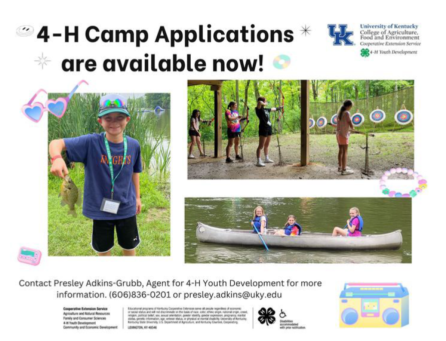 4-H Camp Applications are now Available