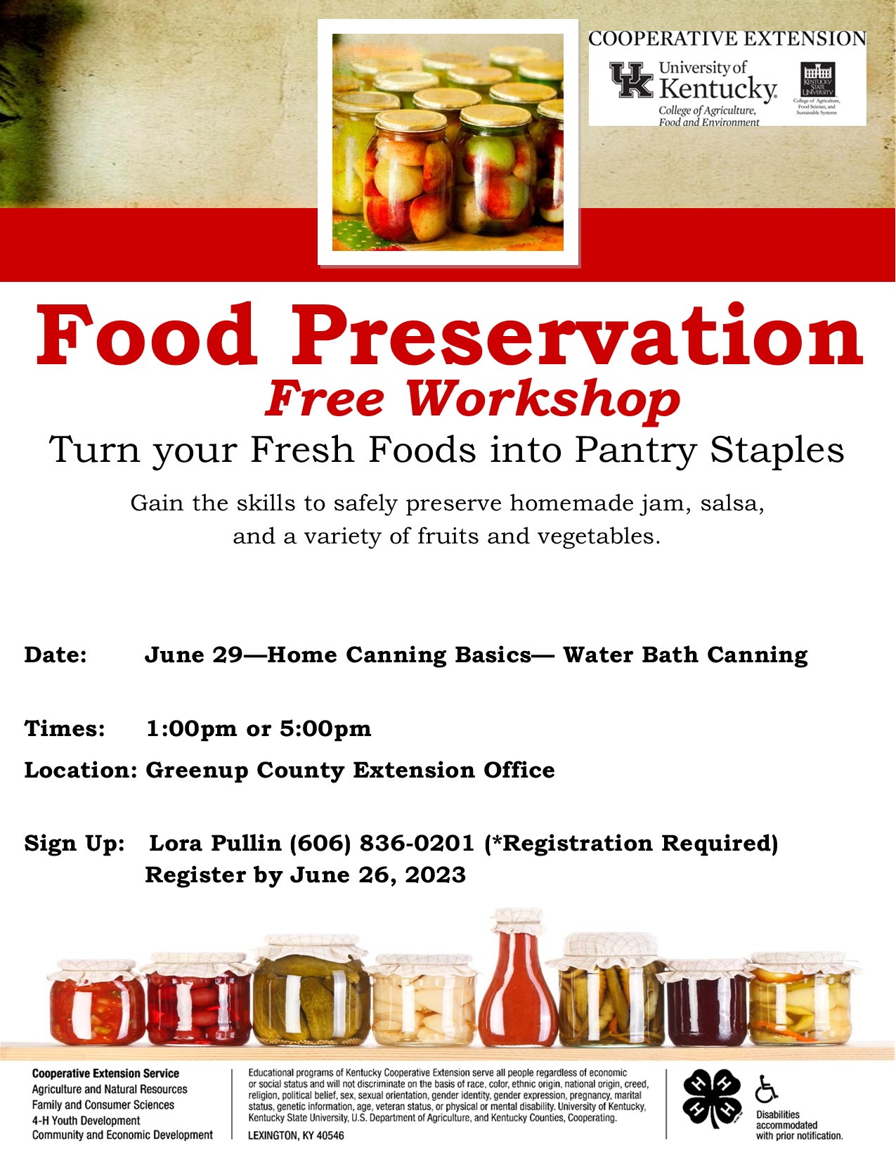 Food Preservation Workshop Greenup County Extension Office