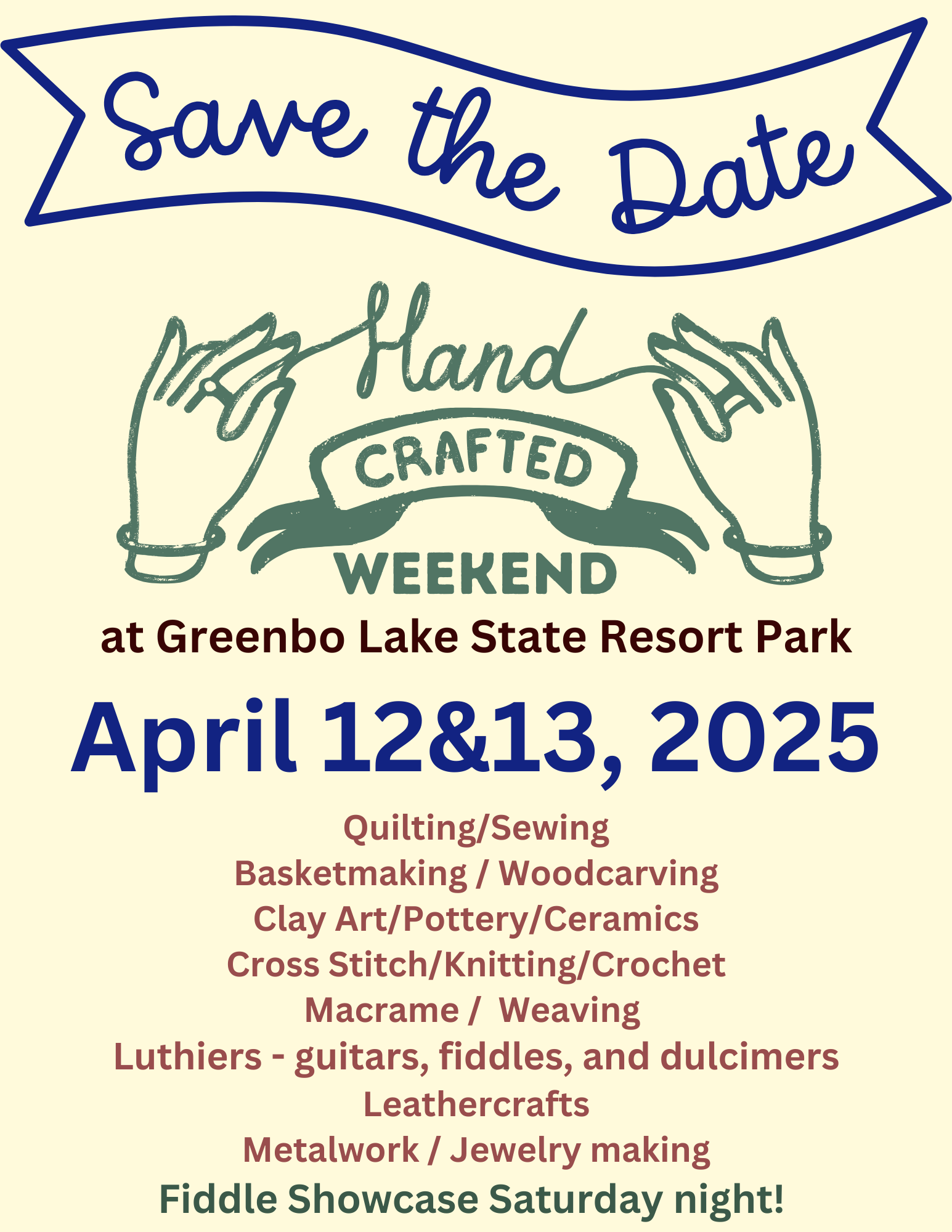 2025--Save the Date Hand Crafted Weekend Flyer