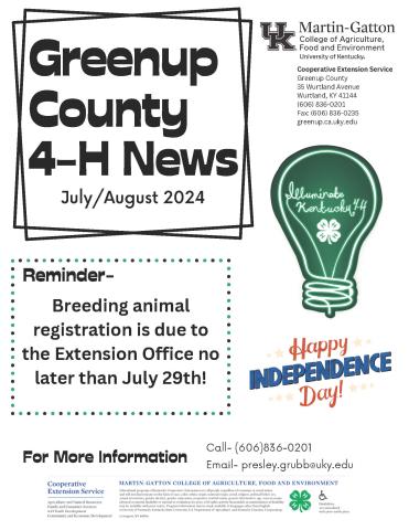 4-H--July Newsletter